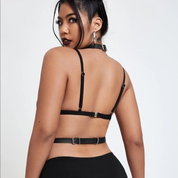 PU Leather Chain Choker Harness Plus Size - Picture 4 of 5